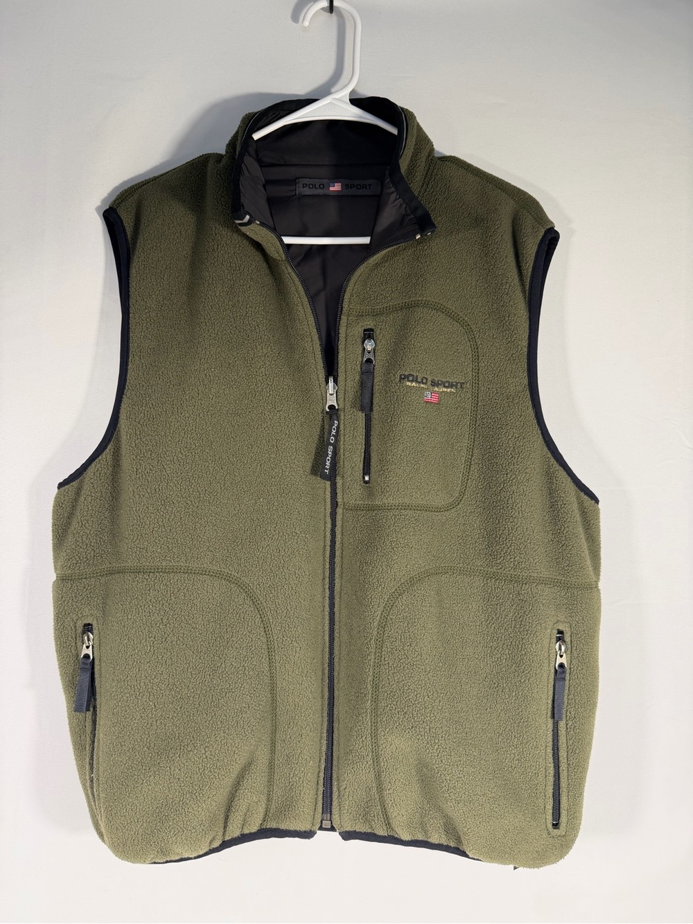 Polo Sport Ralph Lauren Reversible Olive Fleece Gray Vest